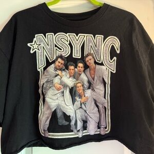 Black NSYNC Graphic Crop Top